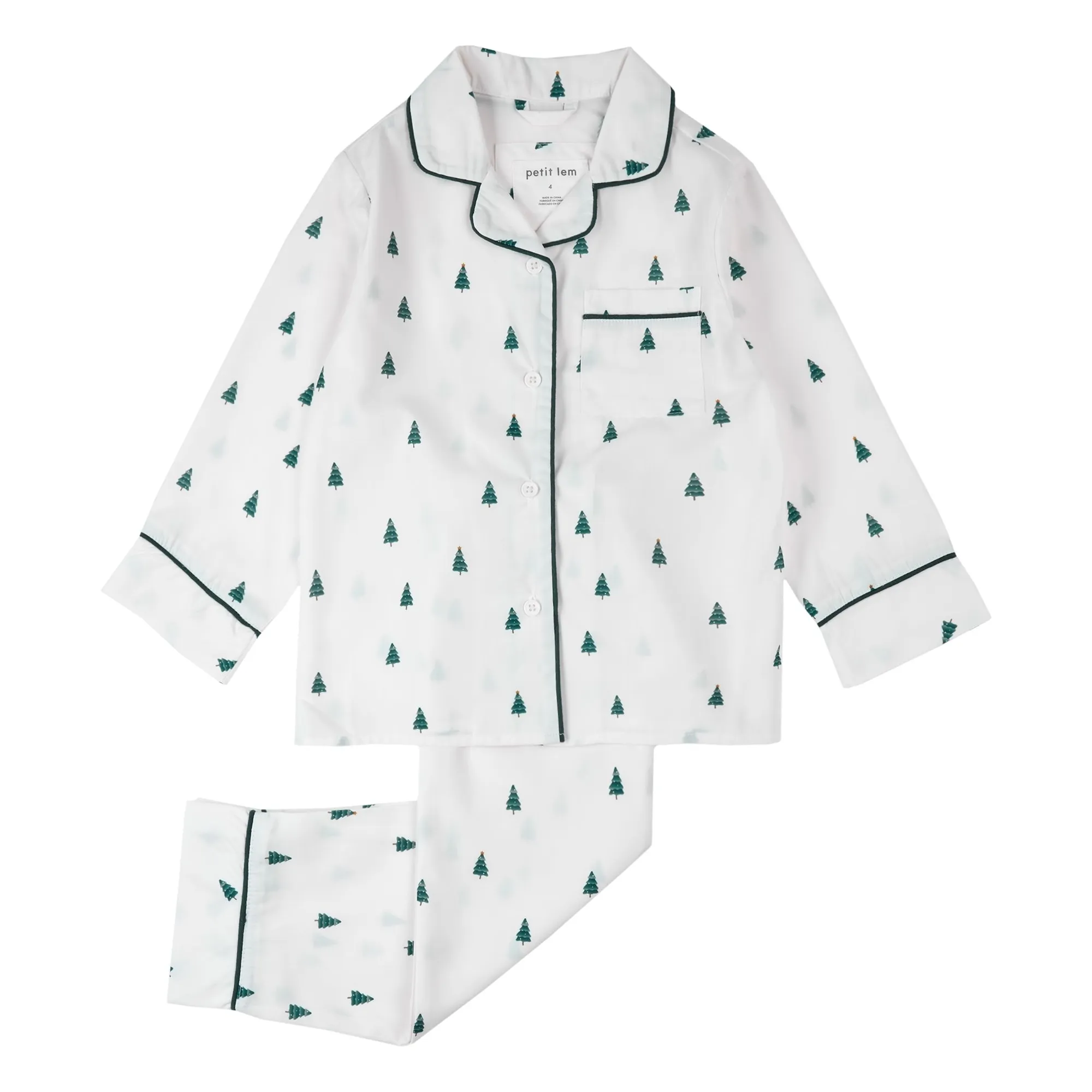 Petit Lem White Poplin Fir Pyjamas Recycled Fibres