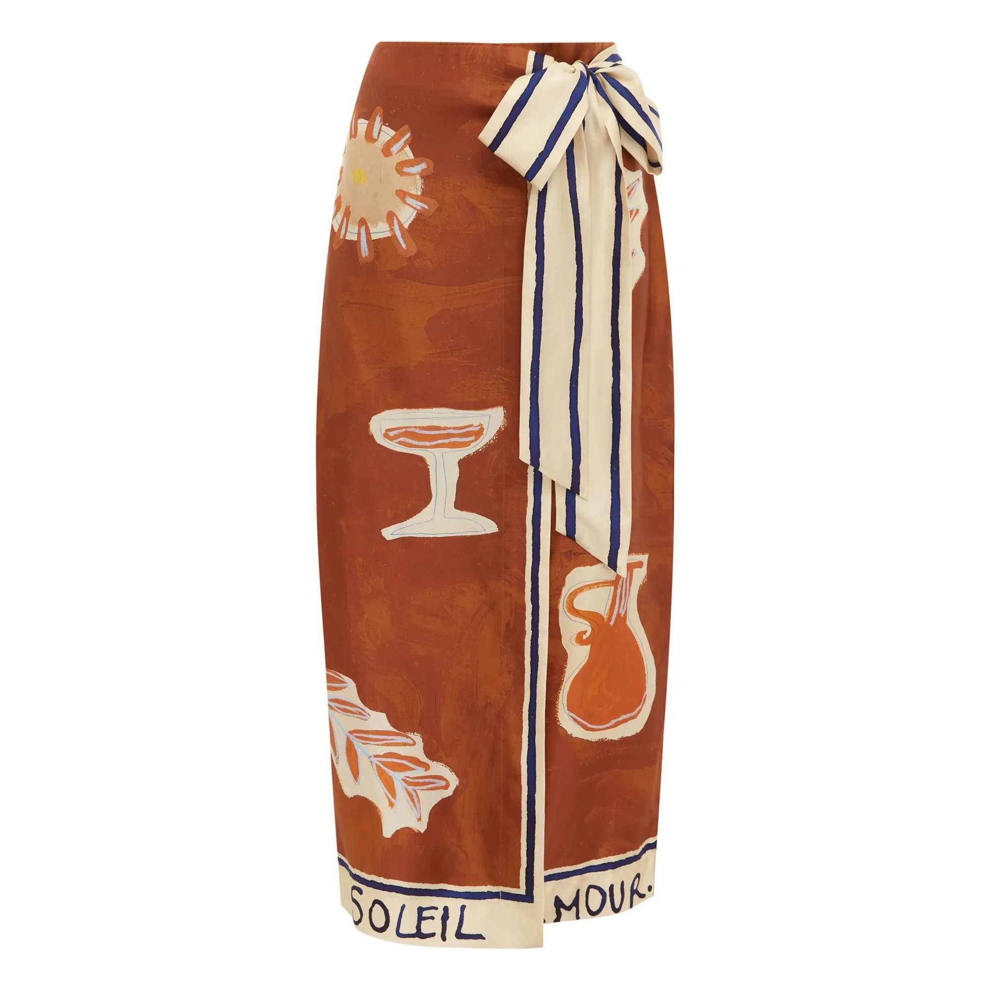 Alémais Rust Soleil D'amour Silk Skirt
