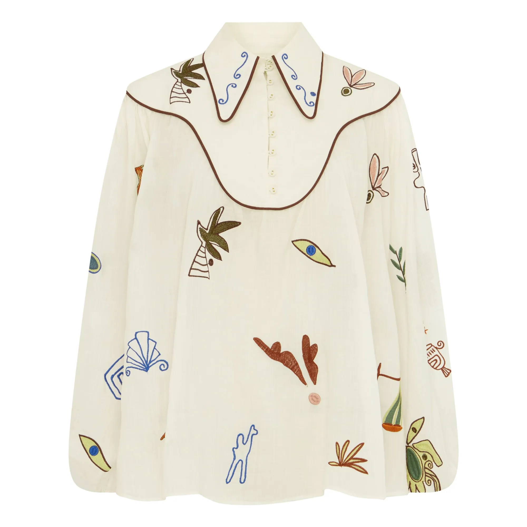 Alémais White Mina Embroidered Blouse