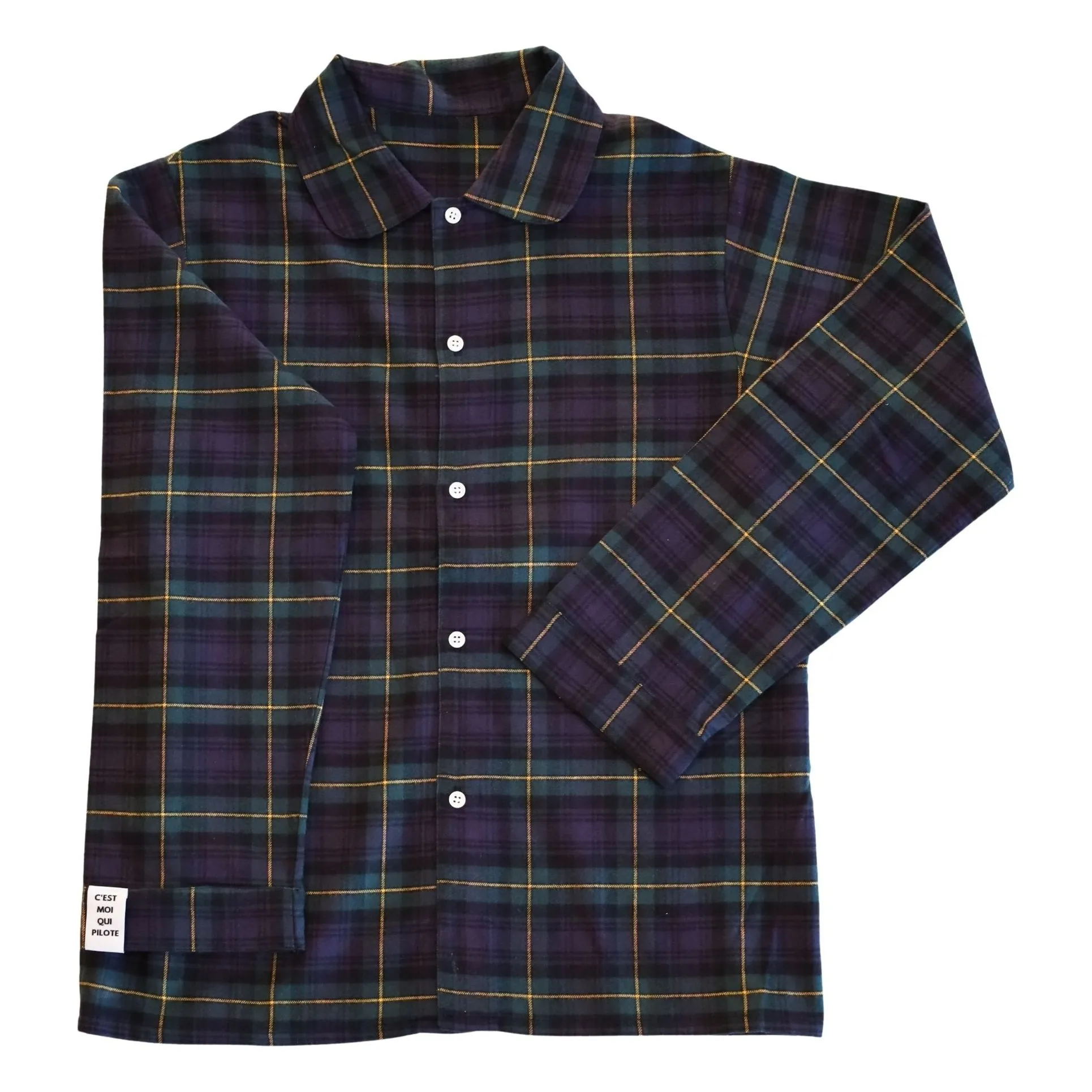 C'est Moi Qui Pilote Unisex Navy Blue Long Tartan Check Set