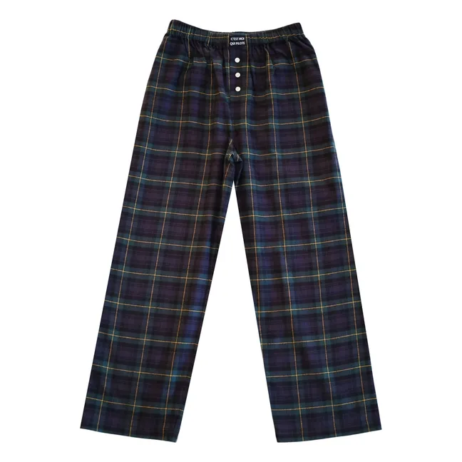 Ensemble Long Carreaux Tartan | Bleu marine