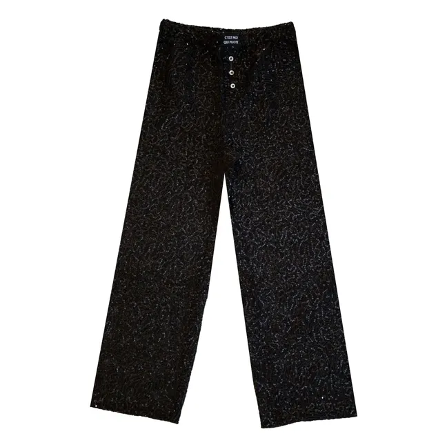Hose Spitze Pailletten | Schwarz