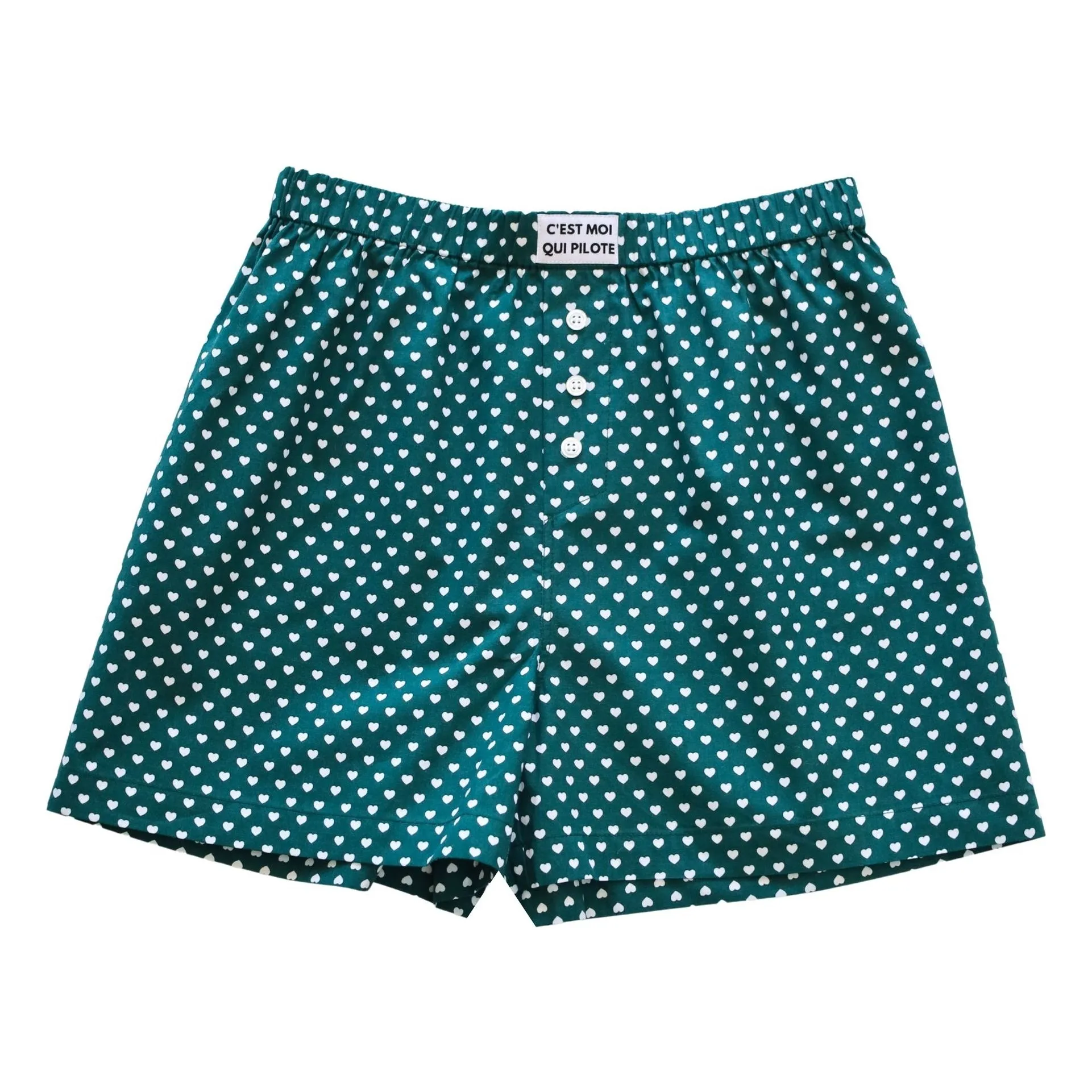 C'est Moi Qui Pilote Unisex Green Hearts Underpants