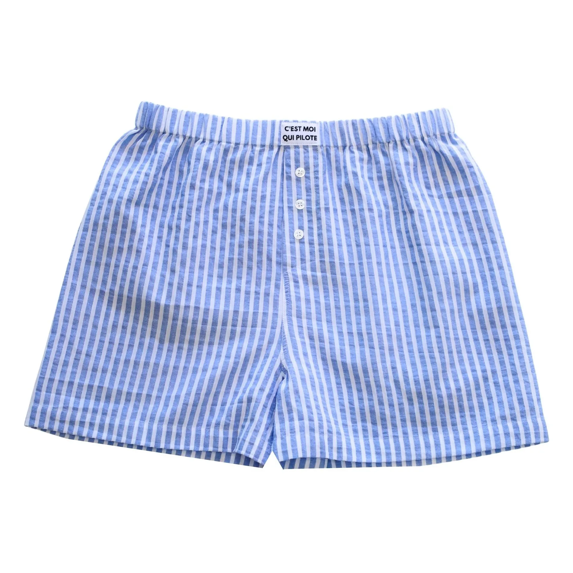 C'est Moi Qui Pilote Unisex Blue Striped Shorts