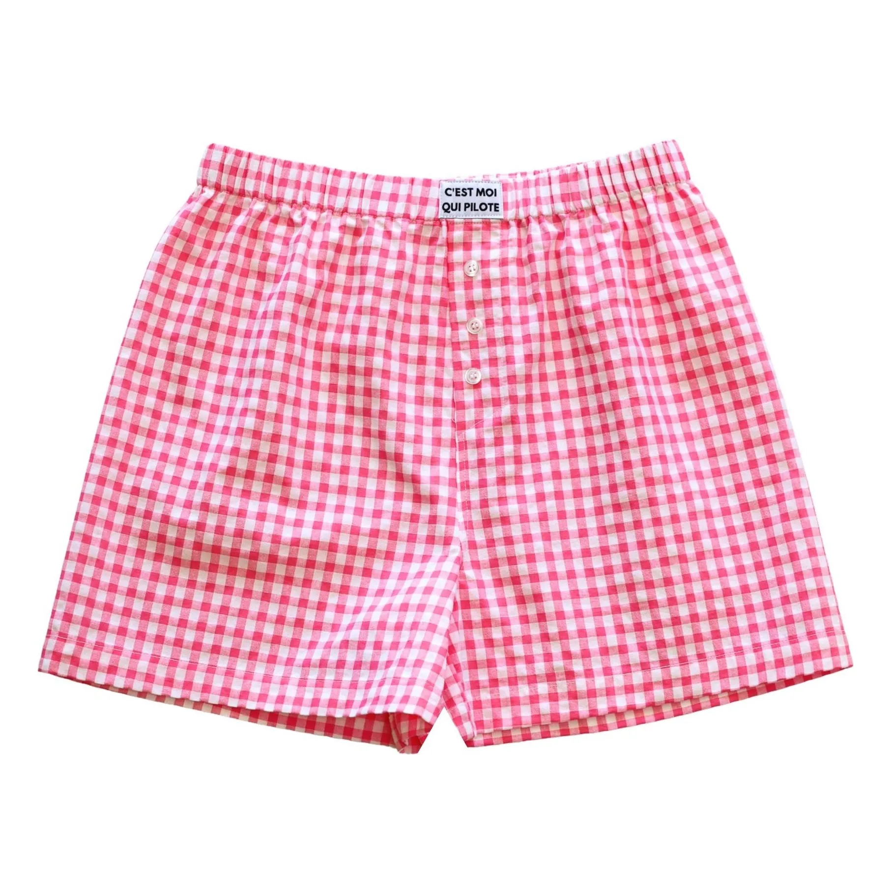 C'est Moi Qui Pilote Unisex Pink Vichy Boxer Shorts