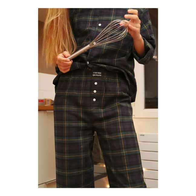 Ensemble Long Carreaux Tartan | Bleu marine