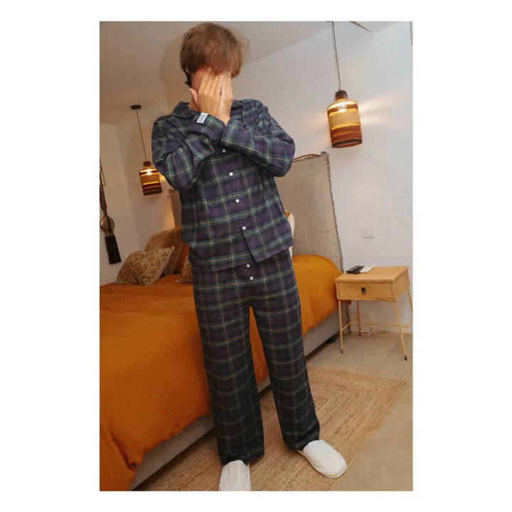 Ensemble Long Carreaux Tartan | Bleu marine- Image produit n°2