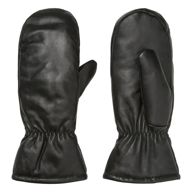 Nylona Leather Mittens | Black