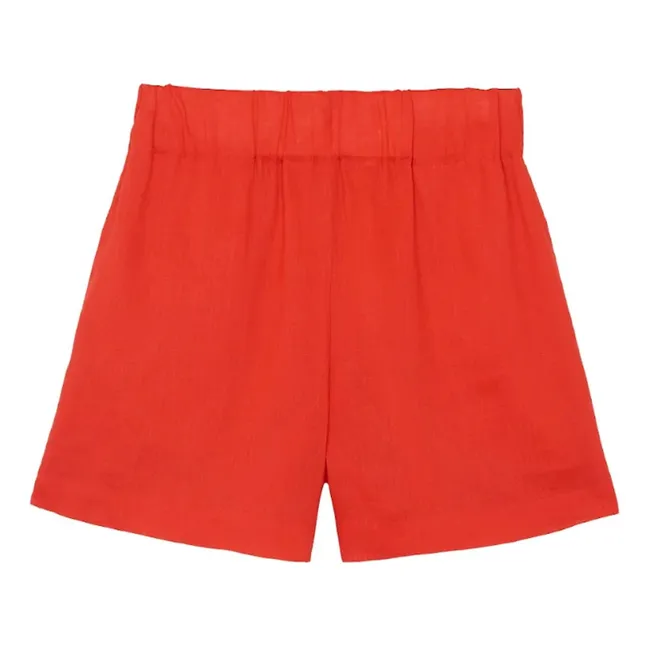 Pantaloncini in lino a vita alta | Rosso
