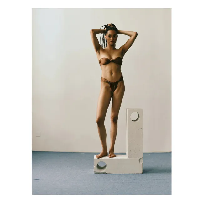 Le Bandeau Nœud swimsuit top | Chocolate