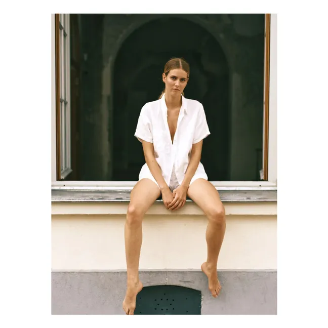 Short-sleeved Linen Casual Shirt | Ivory