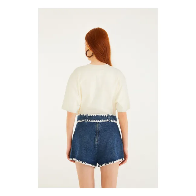 Pantaloncini di jeans all'uncinetto | Blu