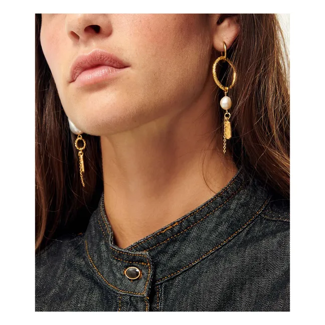 Toti Pearl R Earrings | Gold