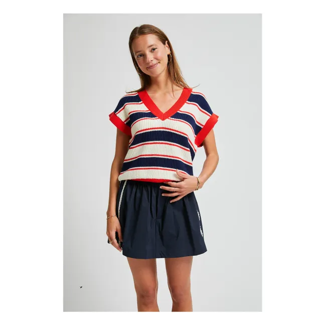 Vasislas Embroidered Short Skirt  | Navy blue