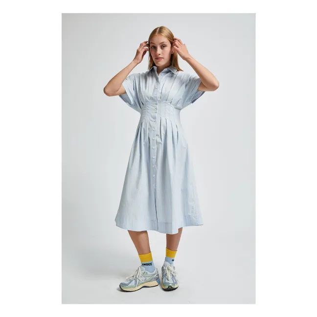 Vestido camisero de rayas Valois | Azul Cielo