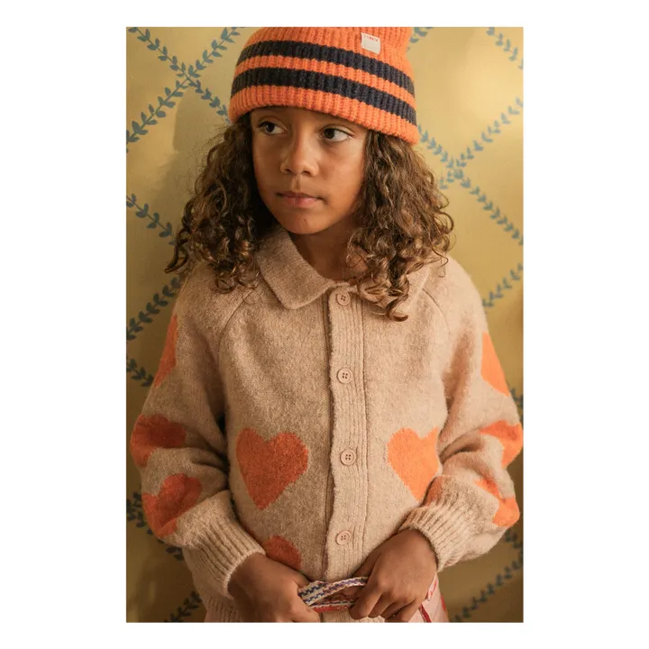 Cardigan Col Cœurs | Rose- Image produit n°1