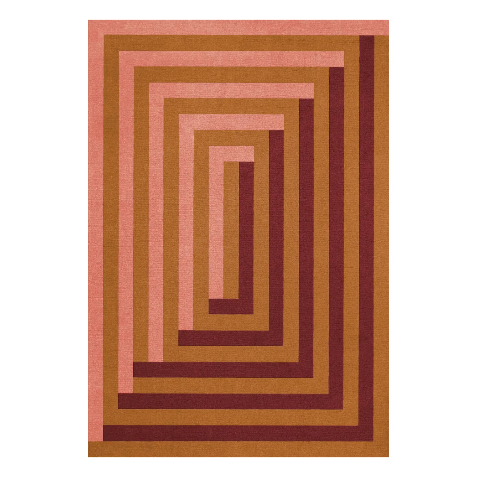 Layered Coral Wool Rug Labyrith,Tekla Evelina Severin