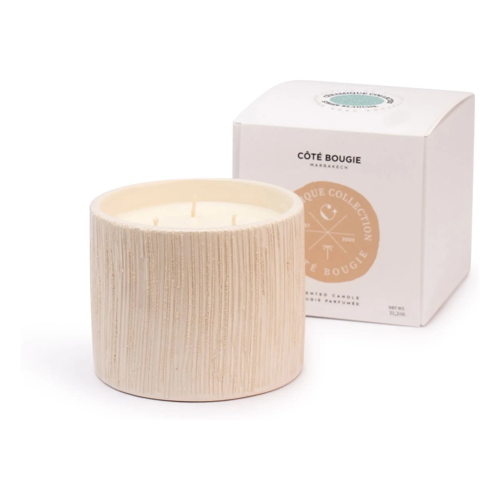 Côté Bougie Untinted Striated Candle - Mon Bel Oranger