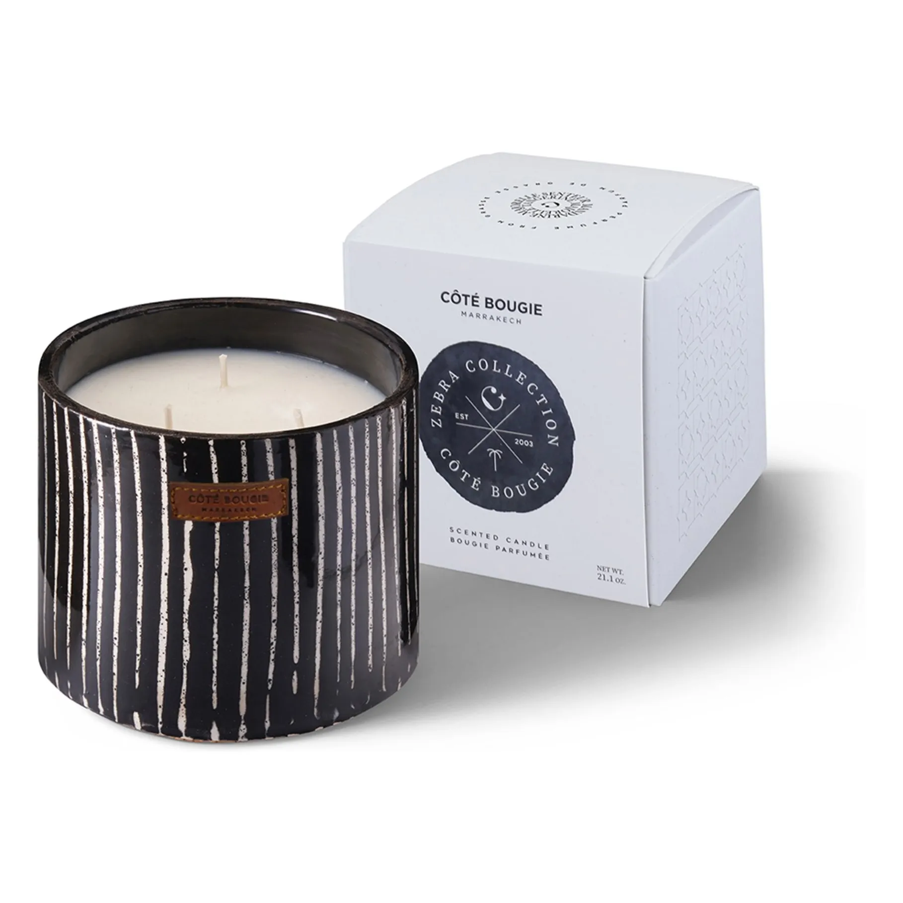 Côté Bougie Untinted Zebra Candle - Mandarine Majorelle