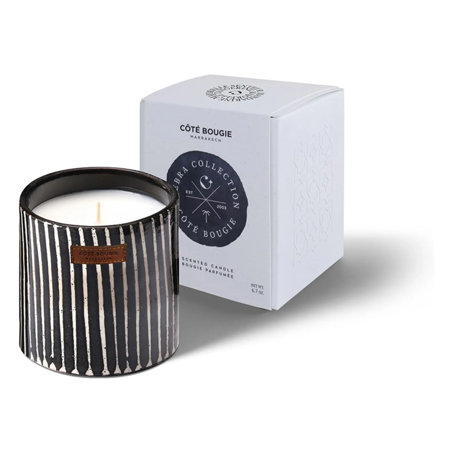 Côté Bougie Untinted Zebra Candle - Mandarine Majorelle