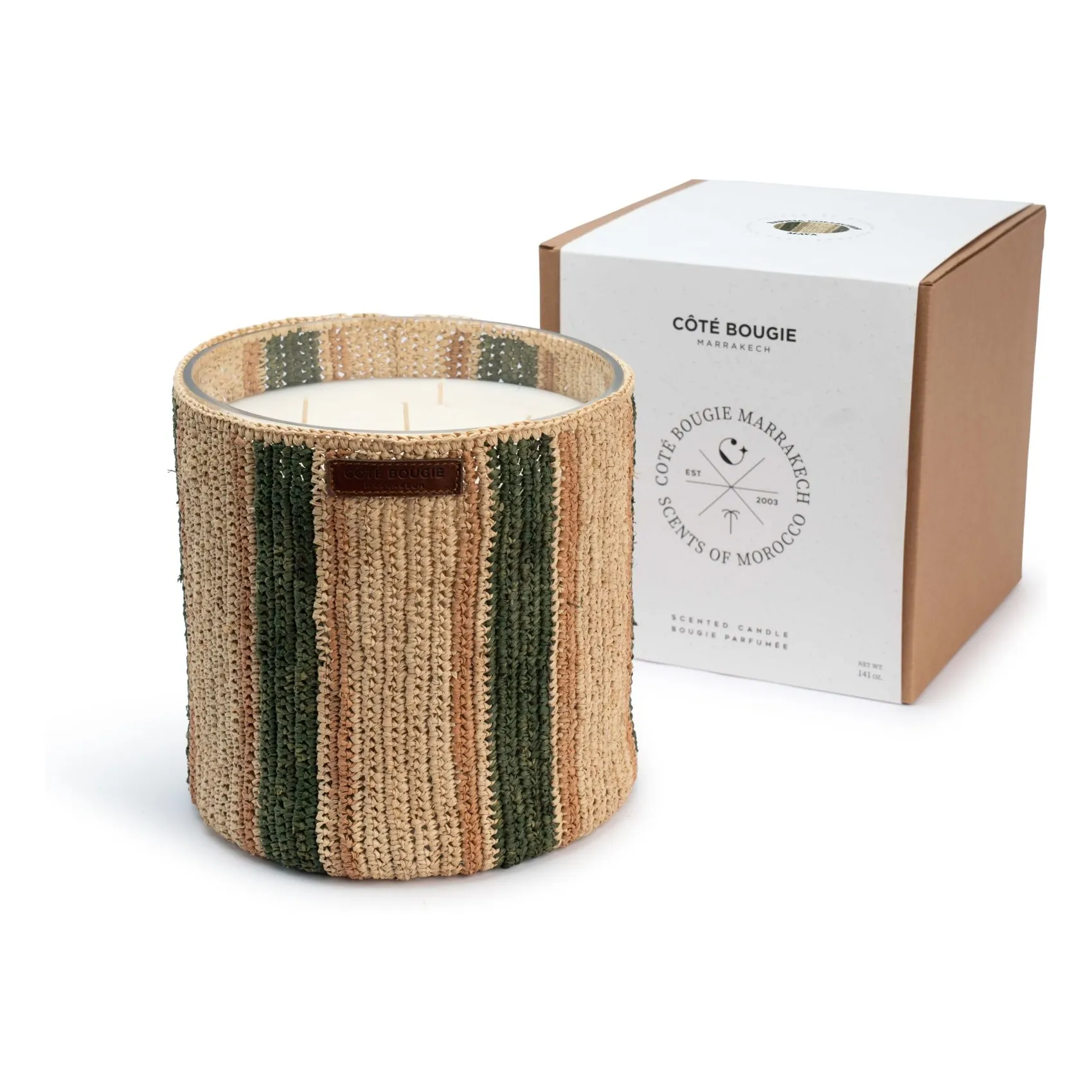 Côté Bougie Women's Untinted Raphia Maya Candle - Mint & Tea