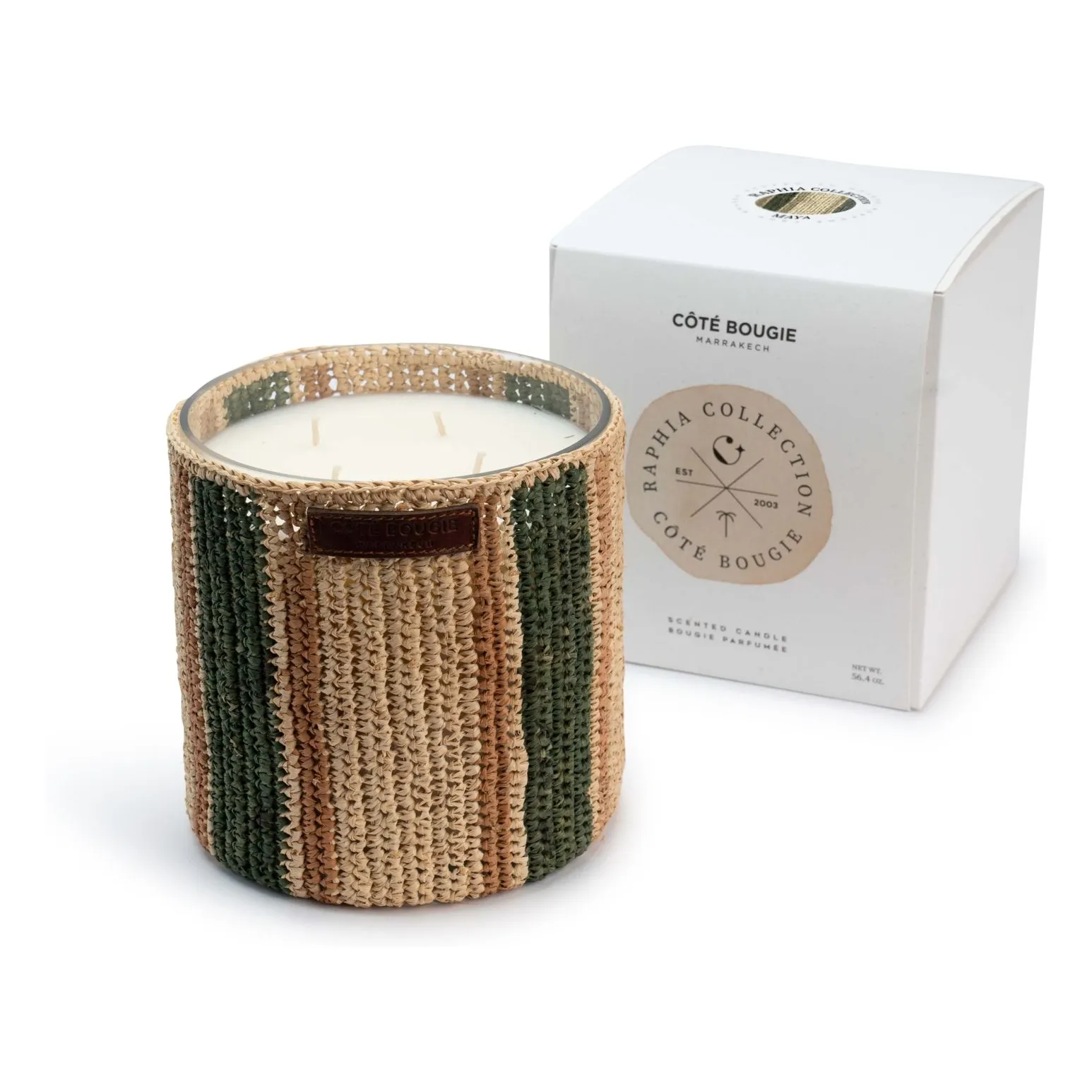 Côté Bougie Women's Untinted Raphia Maya Candle - Mint & Tea