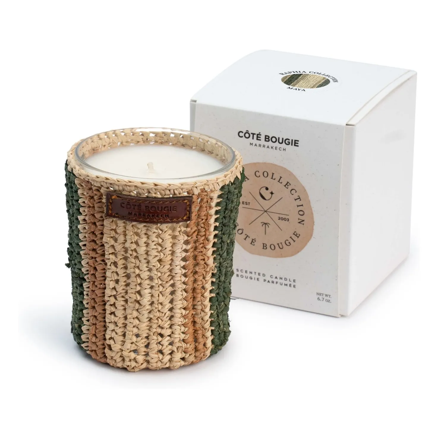 Côté Bougie Women's Untinted Raphia Maya Candle - Mint & Tea