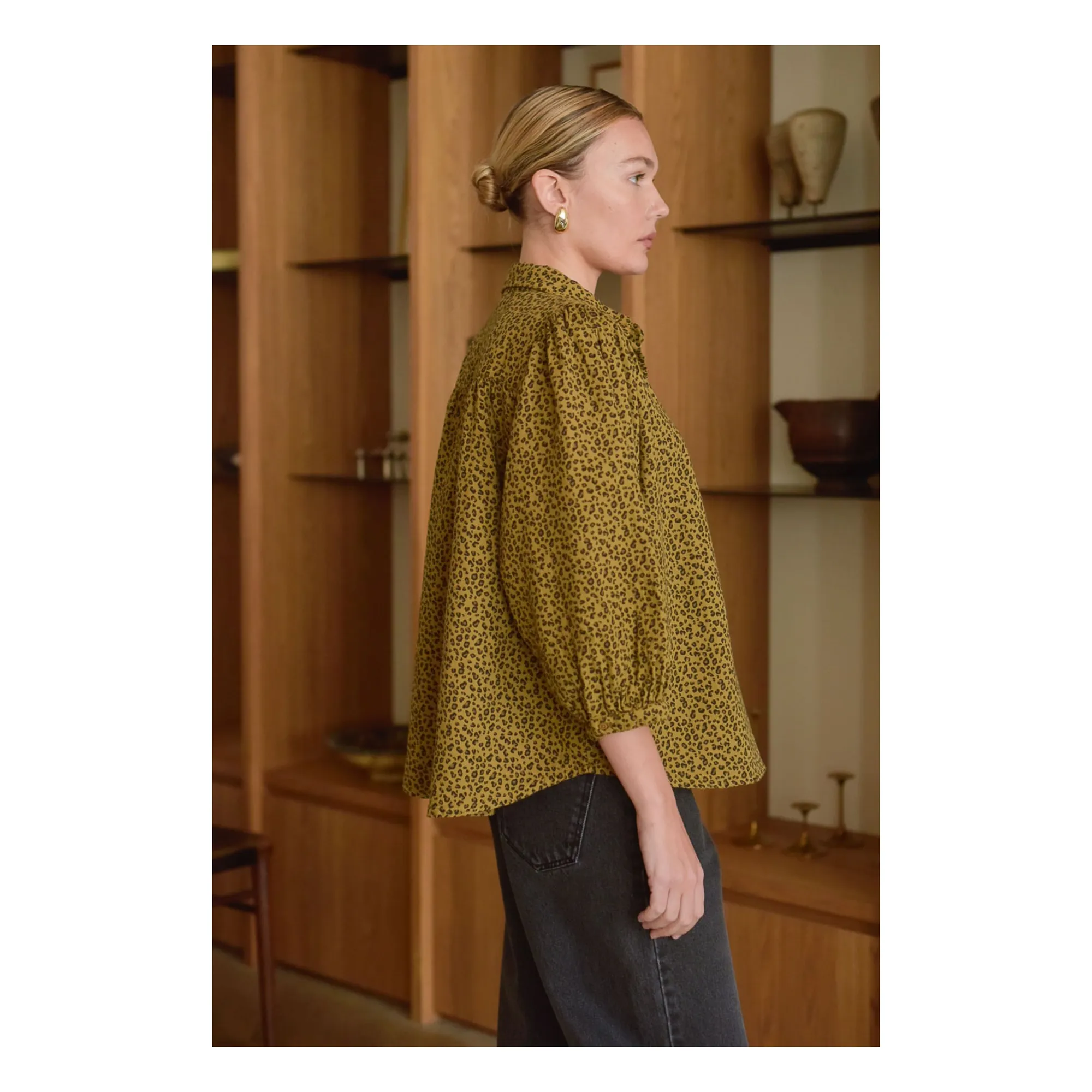 Blouse Appoline Mini Léopard Double Gaze de Coton - Collection Femme | Marron- Image produit n°1