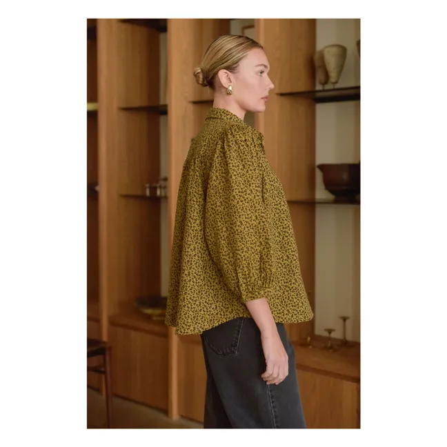 Blouse Appoline Mini Léopard Double Gaze de Coton - Collection Femme | Marron