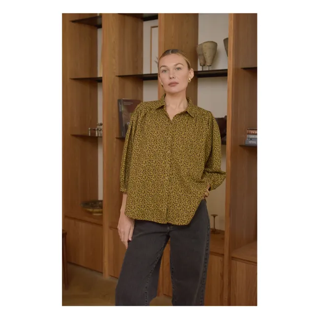 Blouse Appoline Mini Léopard Double Gaze de Coton - Collection Femme | Marron