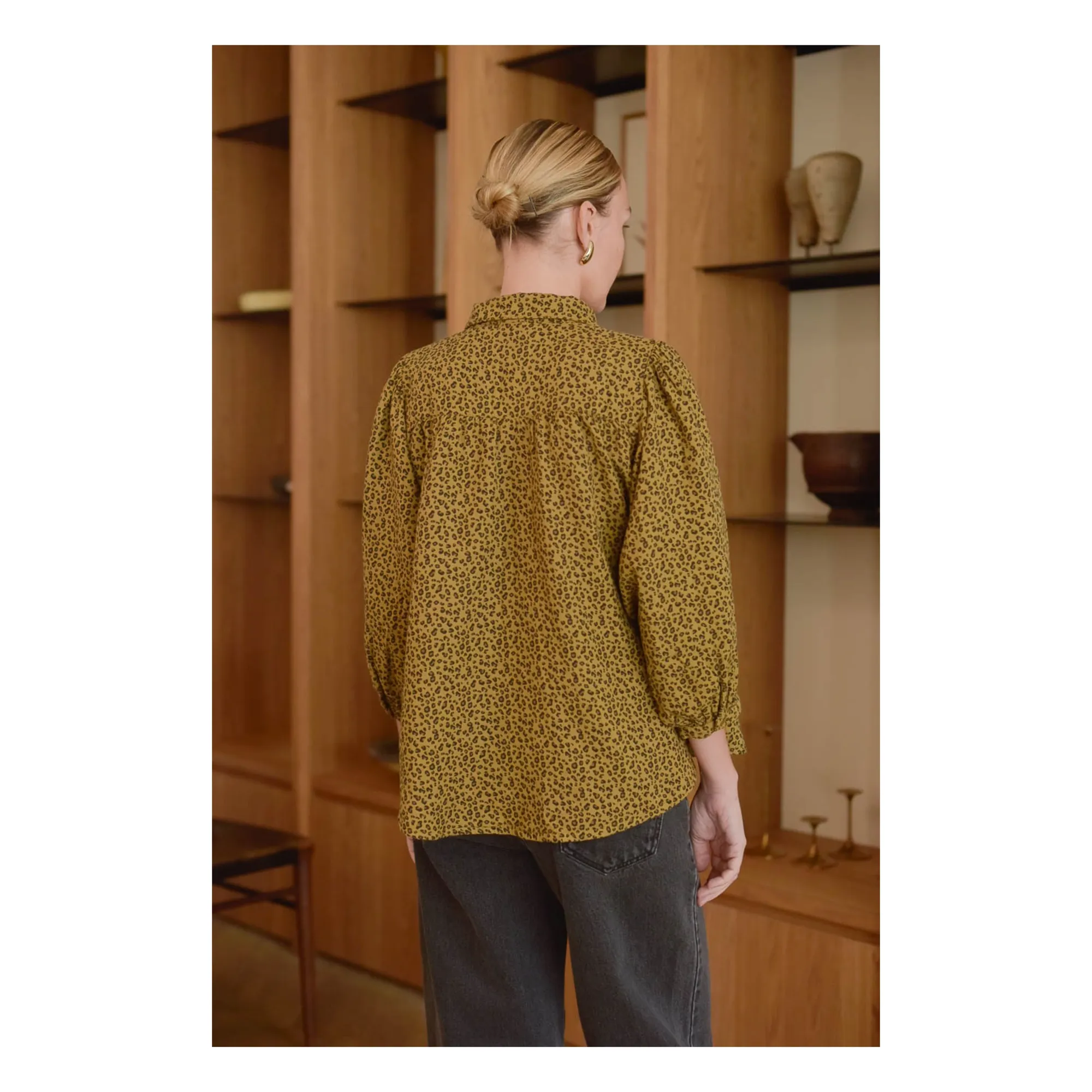 Blouse Appoline Mini Léopard Double Gaze de Coton - Collection Femme | Marron- Image produit n°2