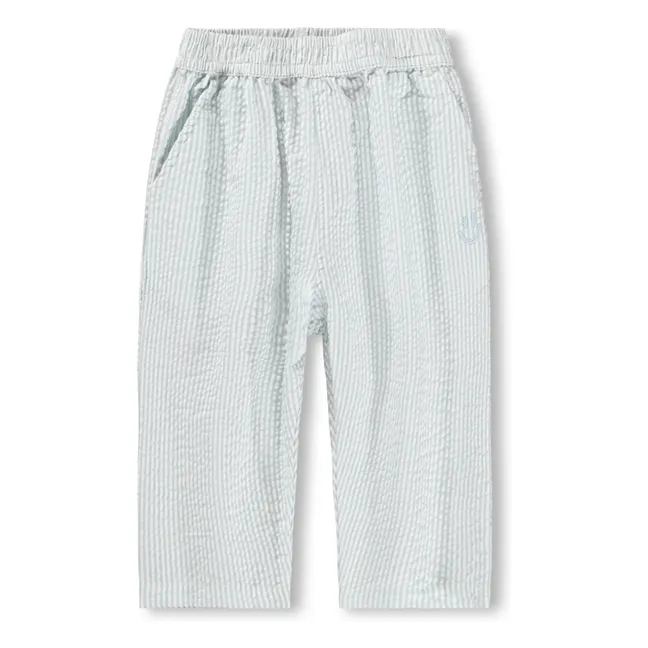 Sois Striped Organic Cotton Trousers | Pale blue