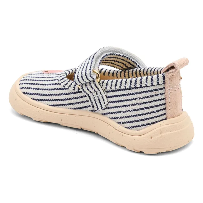 Chaussons Scratchs Rayés Poire | Bleu marine