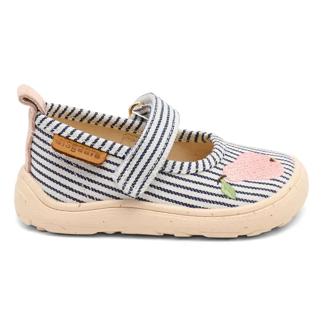 Chaussons Scratchs Rayés Poire | Bleu marine