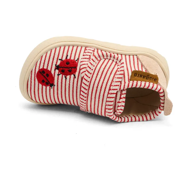 Chaussons Scratchs Rayés Coccinelles | Rouge