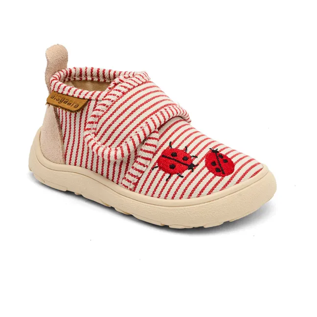 Chaussons Scratchs Rayés Coccinelles | Rouge