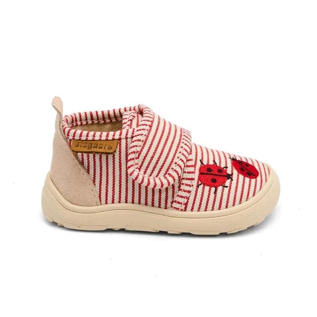 Chaussons Scratchs Rayés Coccinelles | Rouge