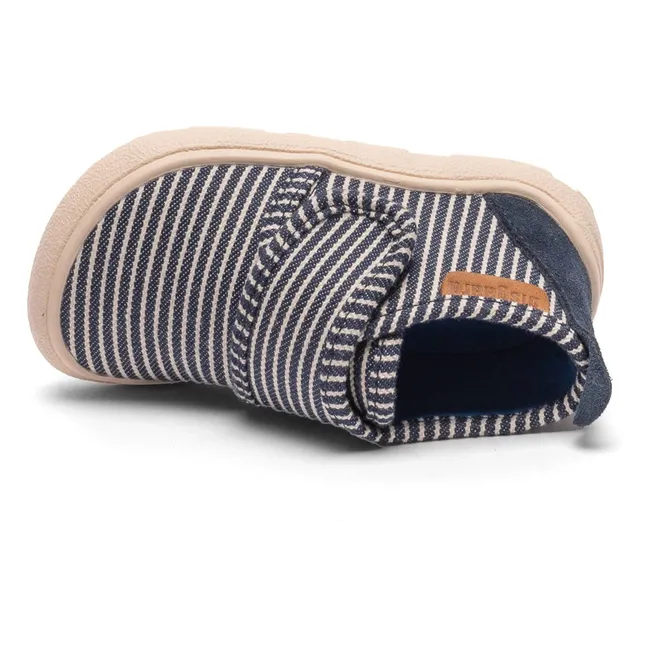 Chaussons Scratchs Rayés | Bleu marine