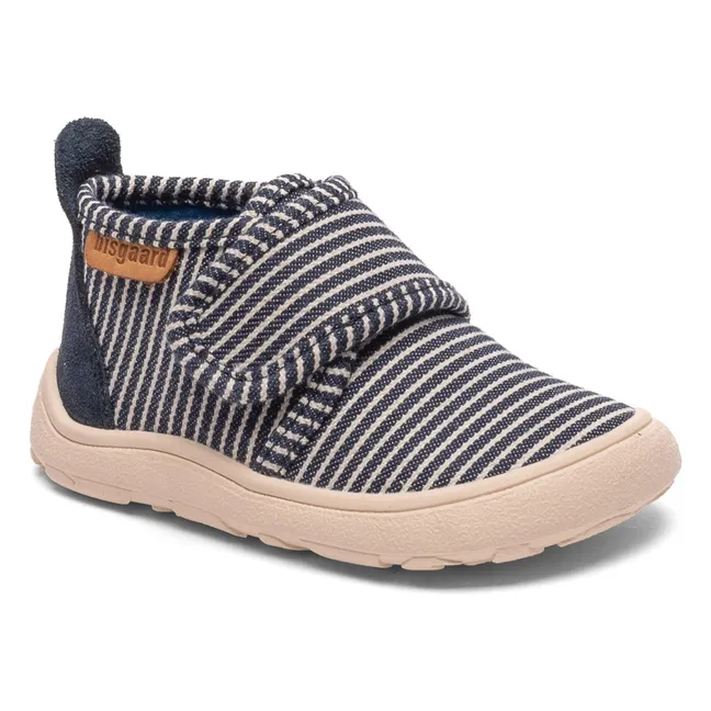 Chaussons Scratchs Rayés | Bleu marine