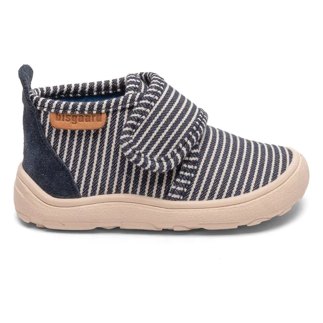 Chaussons Scratchs Rayés | Bleu marine