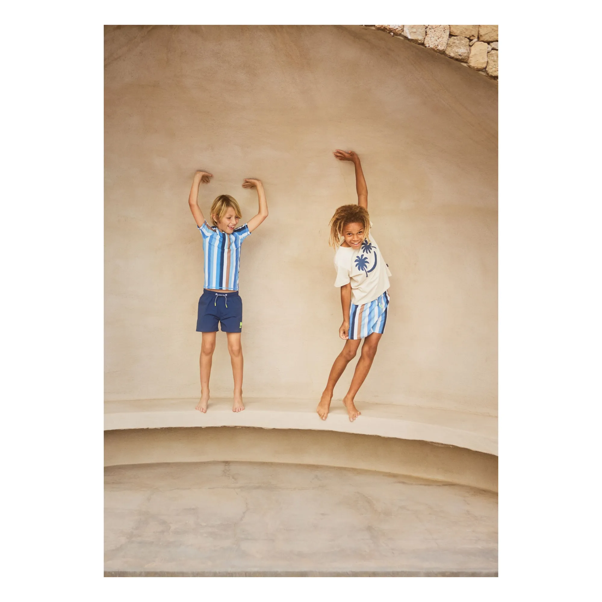 T-shirt Anti-UV Noble SS Rayé Fibres Recyclées | Bleu- Image produit n°2