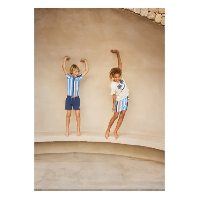 Camiseta de rayas Noble SS con protección UV Fibras recicladas | Azul