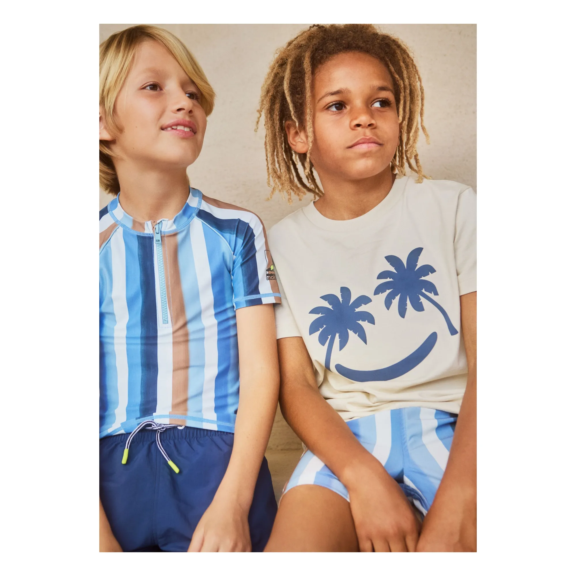 T-shirt Anti-UV Noble SS Rayé Fibres Recyclées | Bleu- Image produit n°1