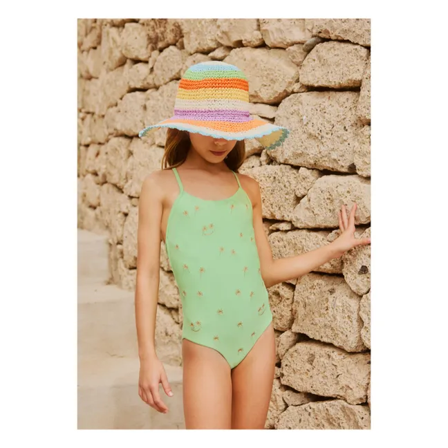 Scallop Stripe Paper Straw Hat | Orange