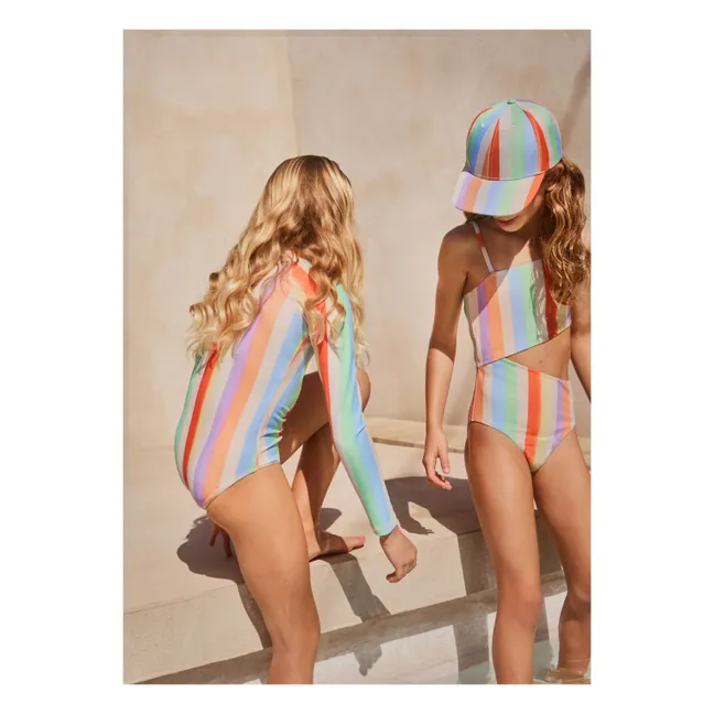 Costume da bagno con collo a strisce Fibre riciclate | Arancione