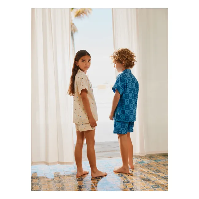 Pijama Corto Lexi Damier Algodón Ecológico | Azul