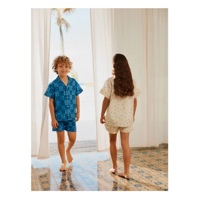 Pijama Corto Lexi Damier Algodón Ecológico | Azul