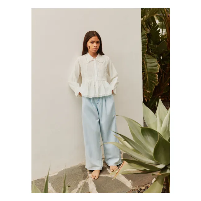 Reece organic cotton ruffled blouse | White