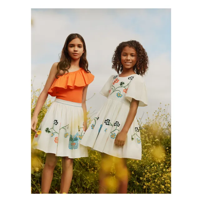 Vestido Pug Mariposas Algodón Ecológico | Marfil