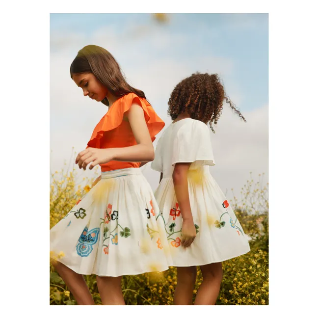 Falda Bonnie Butterflies Algodón Ecológico | Marfil